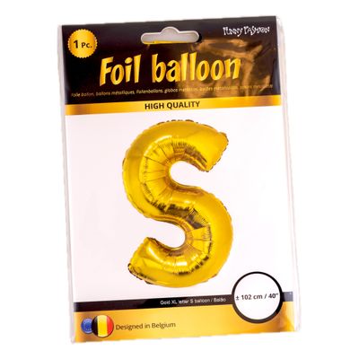 Folieballon 102m letter S Goud