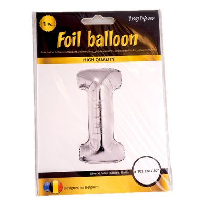 Folieballon 102m letter I Zilver