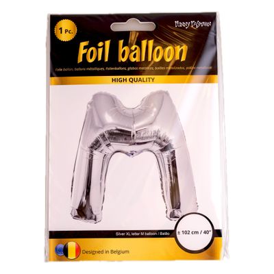 Folieballon 102m letter M Zilver
