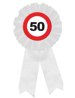 Brosche Rosette Verkehrsschild 50 Jahre