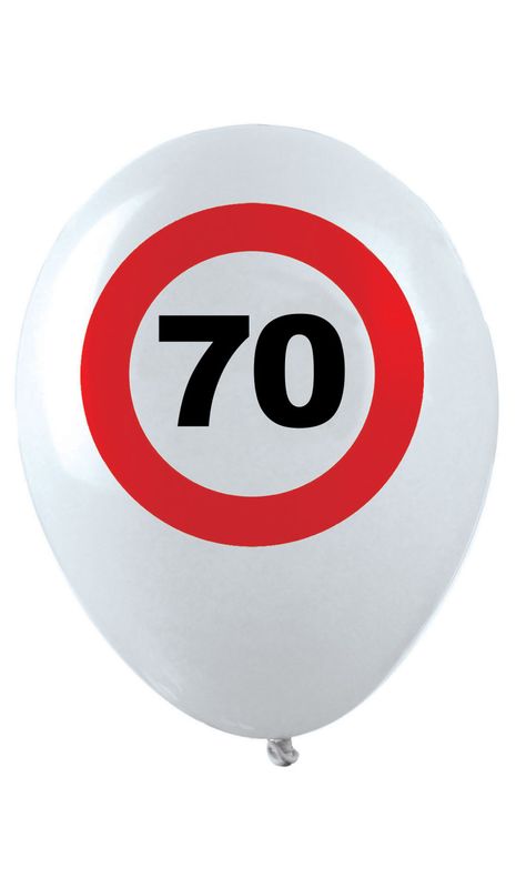 12 Latexballons Zahl 70 Verkehrsschild 30cm