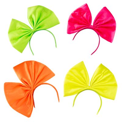 Haarreif Fluo mit Riesenschleife 4 Farben