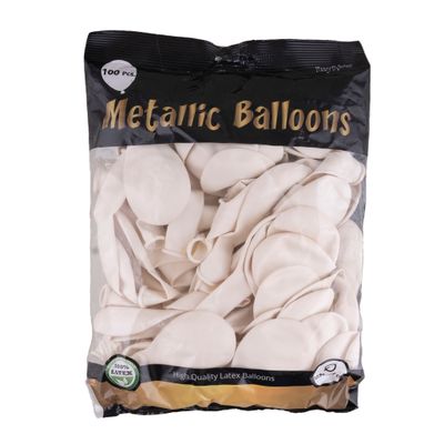 100 Luftballons Metallic Weiß 27cm