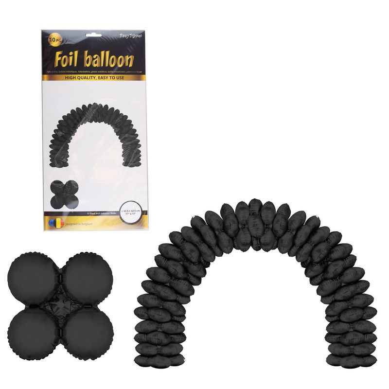 10 Folienballons Rund 43cm Schwarz für Ballonbogen