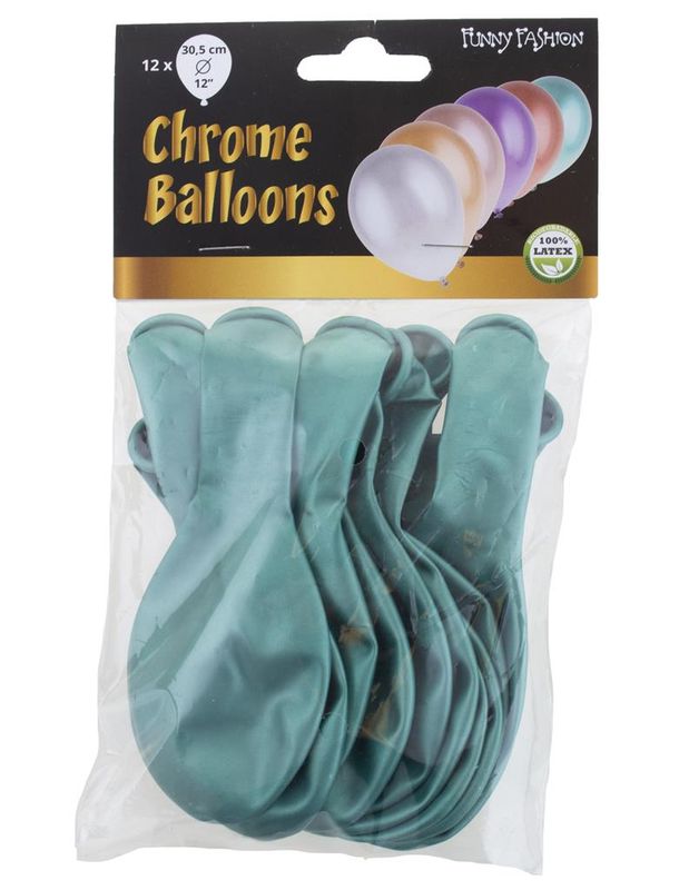 12 ballonnen 30cm chroom groen