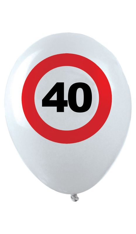 12 Latexballons Zahl 40 Verkehrsschild 30cm
