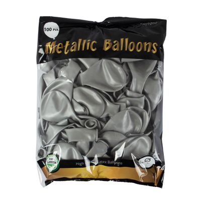 100 Luftballons Metallic Silber 27cm