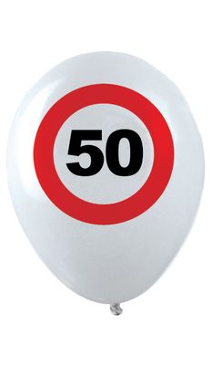 12 Latexballons Zahl 50 Verkehrsschild 30cm