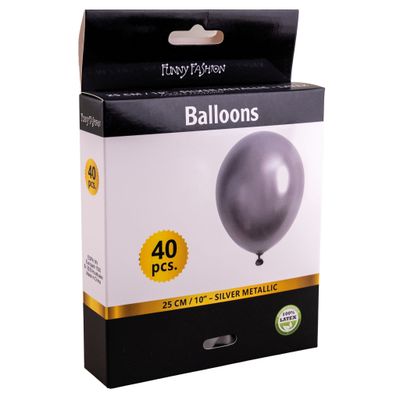 40 silberne Luftballons 25cm Metallic