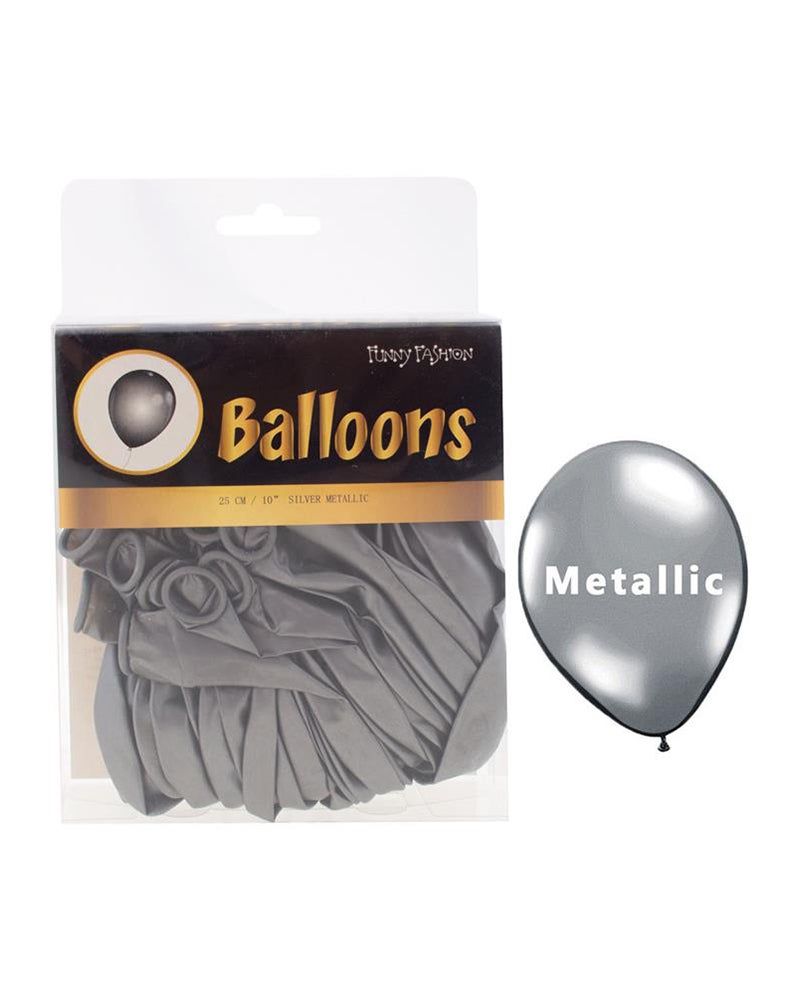 40 silberne Luftballons 25cm Metallic