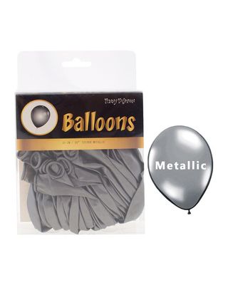 40 silberne Luftballons 25cm Metallic