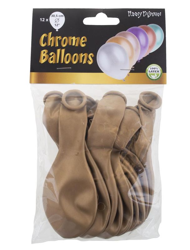 12 ballonnen 30cm chroom Goud