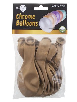 12 ballonnen 30cm chroom Goud