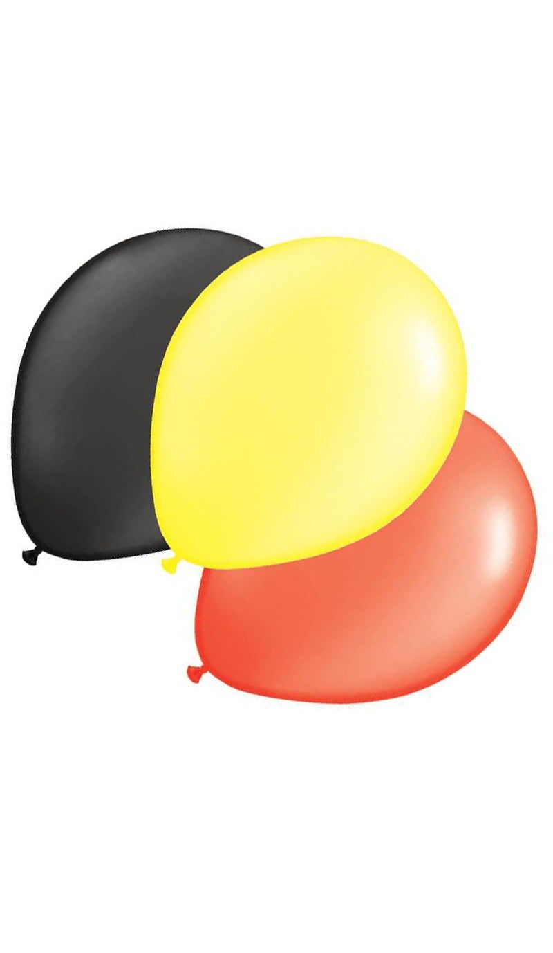 100 ballonnen 30cm Zwart/Geel/Rood 100 ballonnen 30cm Zwart/Geel/Rood