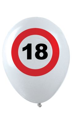 12 Latexballons Zahl 18 Verkehrsschild 30cm