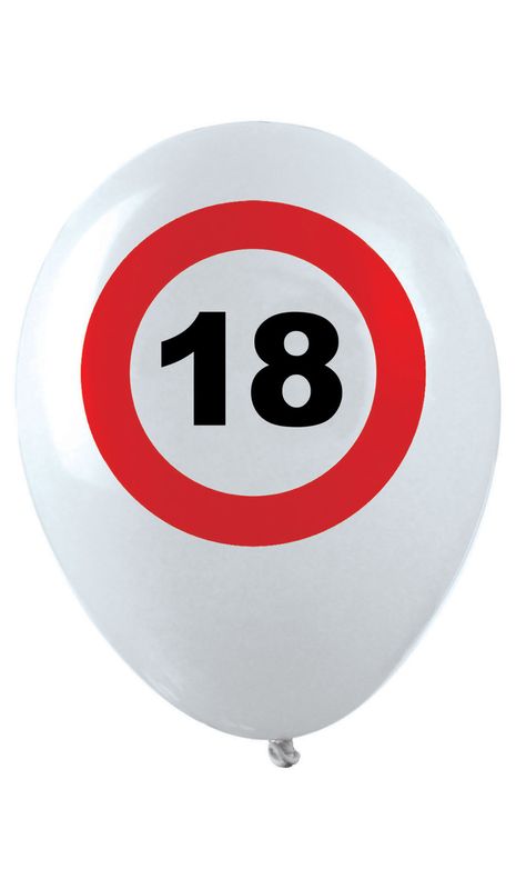 12 Latexballons Zahl 18 Verkehrsschild 30cm
