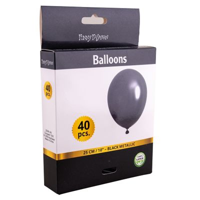 40 schwarze Luftballons 25cm Metallic
