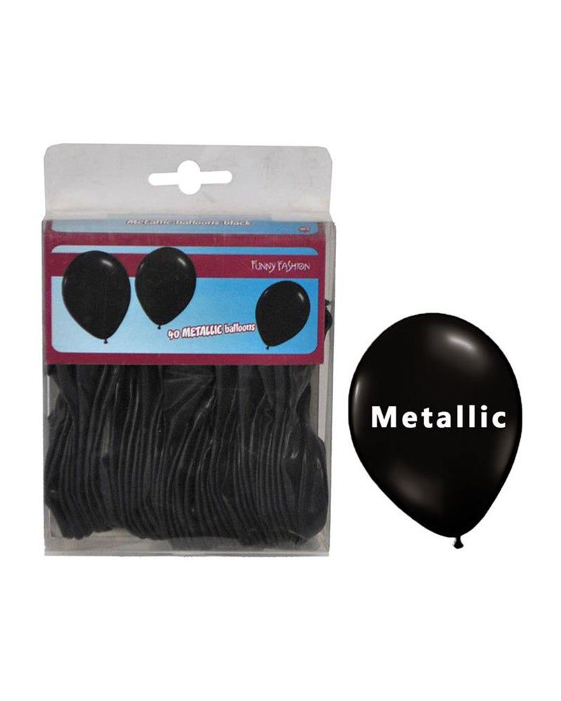40 schwarze Luftballons 25cm Metallic