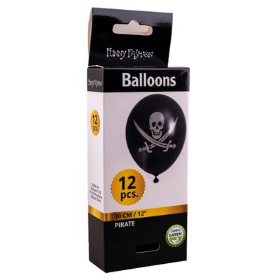 12 Zwarte ballonnen 30cm Piraat