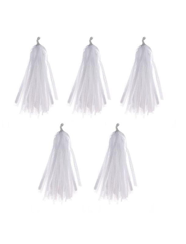 5 pompons voor ballonnen Wit