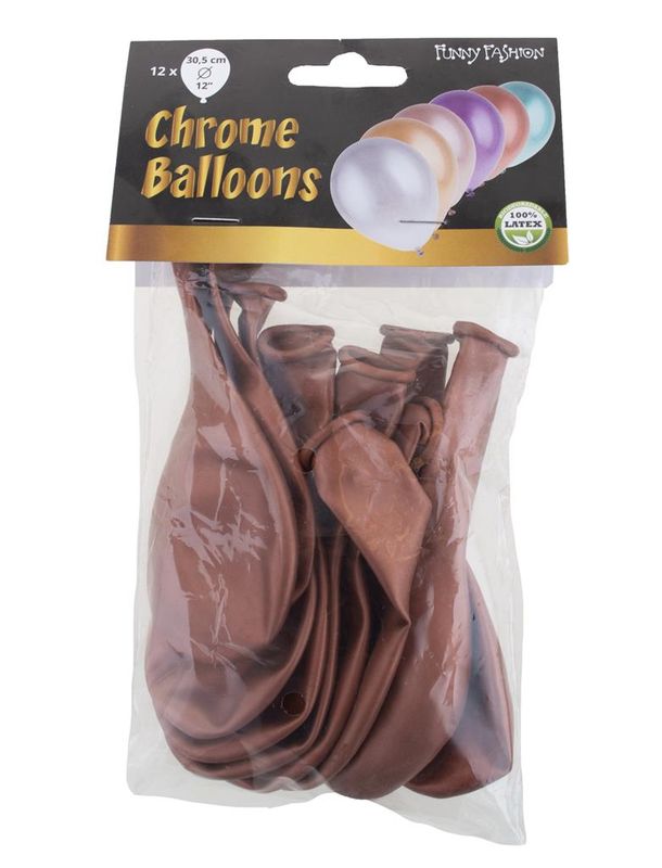 12 ballonnen 30cm chroom koper