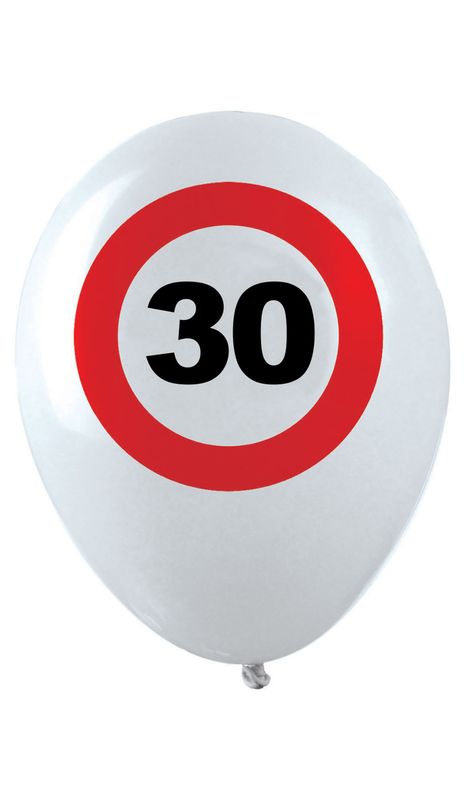 12 Latexballons Zahl 30 Verkehrsschild 30cm