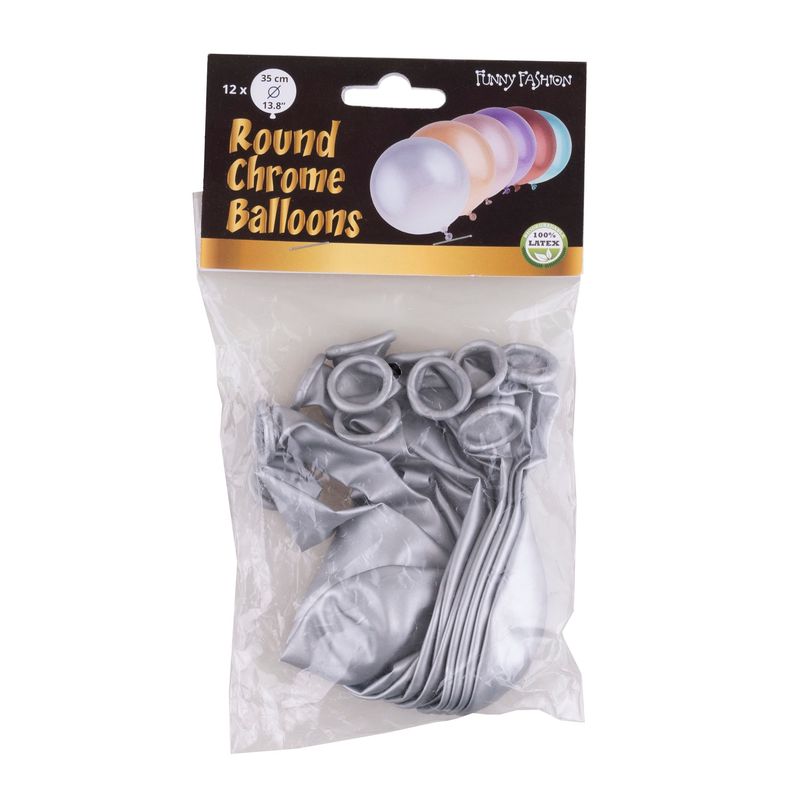12 Ronde ballonnen 35cm chroom Zilver