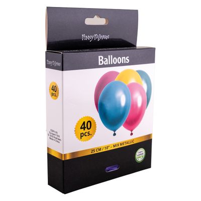 40 buntes Luftballons 25cm Metallic