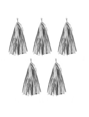 5 Ballon-Quasten Silber