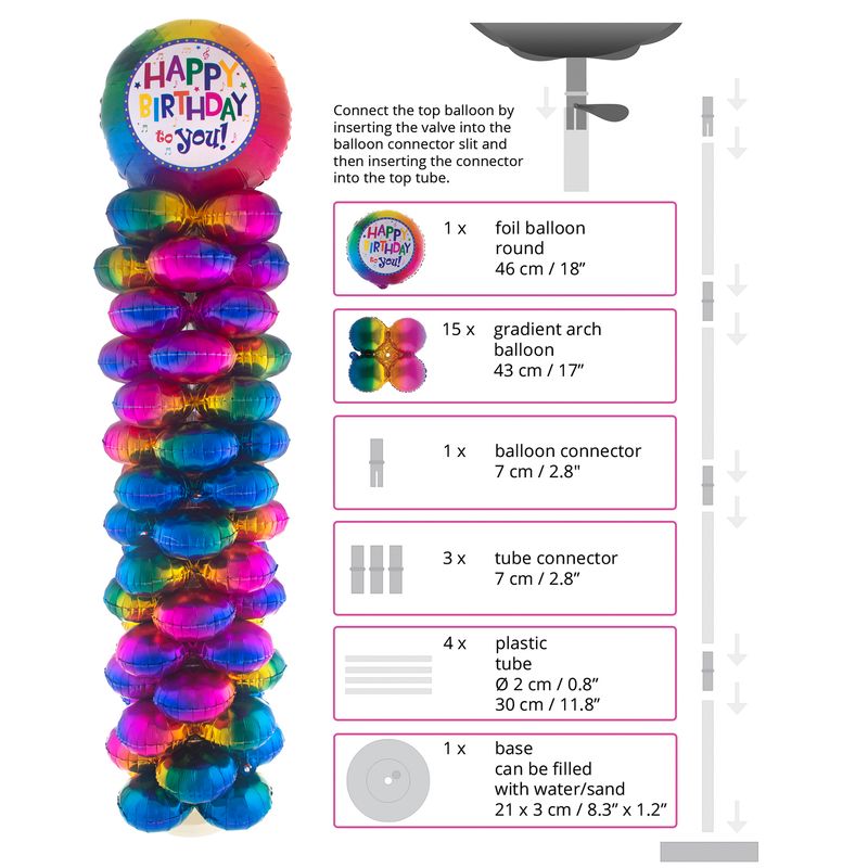 Ballonsäule Happy Birthday 25-Teilig