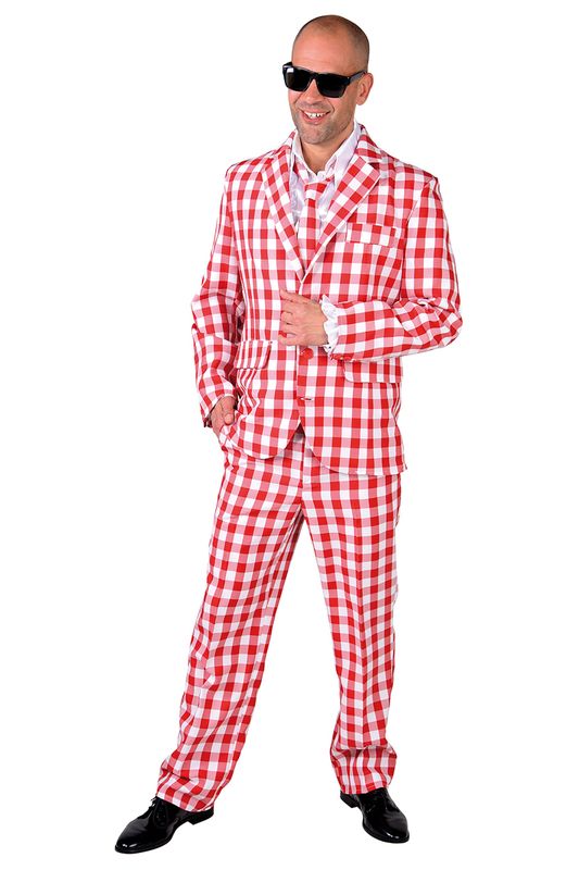 Anzug Karro 3-tlg. Herren Rot