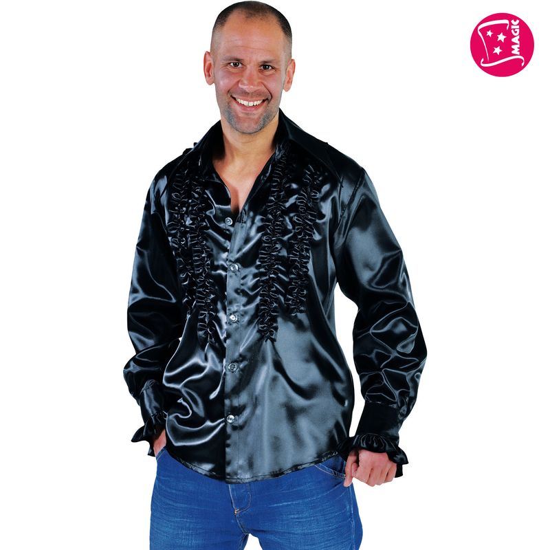 Rüschenhemd Schwarz