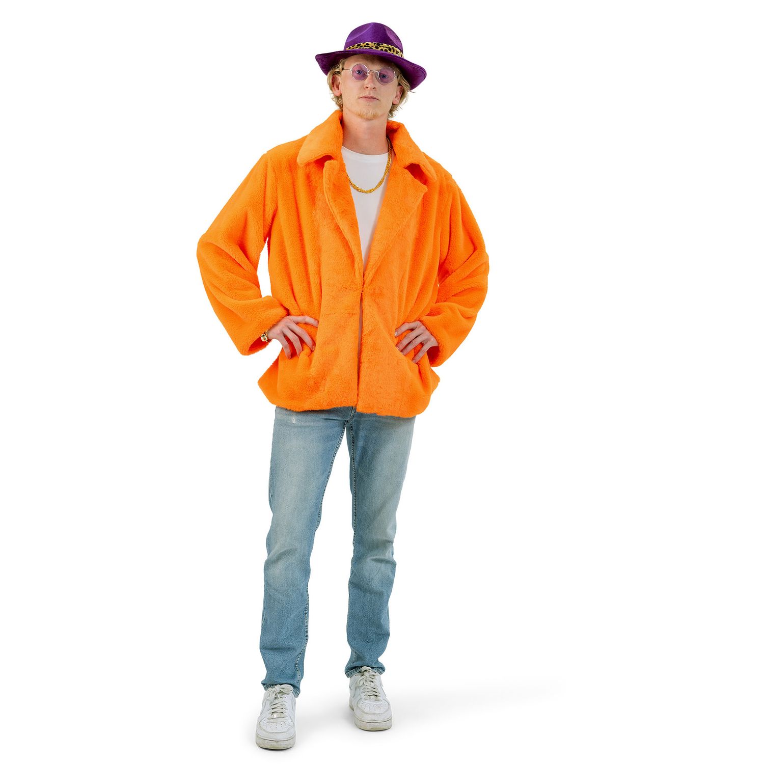 Oranje Fluffy Jas Mannen Oranje Fluffy Jas Mannen