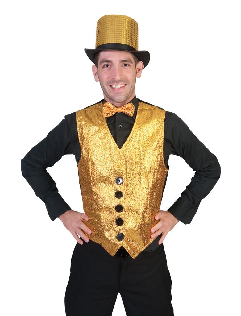 Gilet Show Glitter Goud Mannen Gilet Show Glitter Goud Mannen