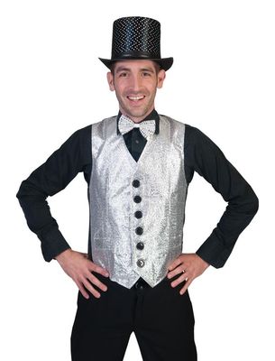 Gilet Show Glitter Zilver Mannen