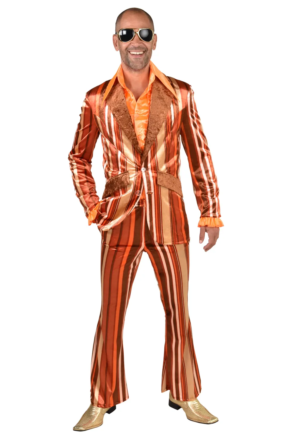 70's Anzug Streifen Braun