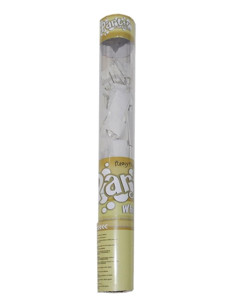 Transparante confettikanon 40cm wit Transparante confettikanon 40cm wit