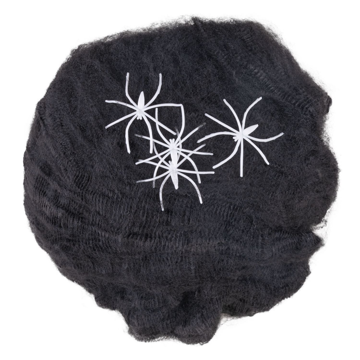 Spinnengewebe 60g Schwarz mit 4 weißen Spinnen