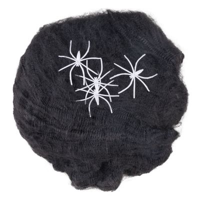 Spinnengewebe 60g Schwarz mit 4 weißen Spinnen