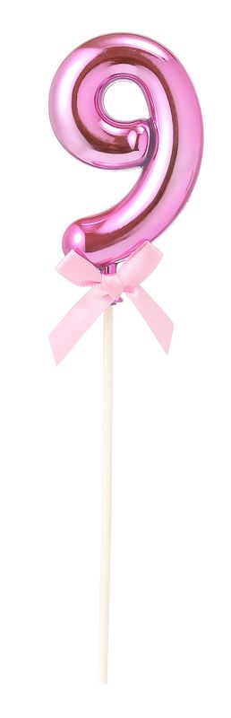 Topper für Kuchen Zahl 9 rosa
