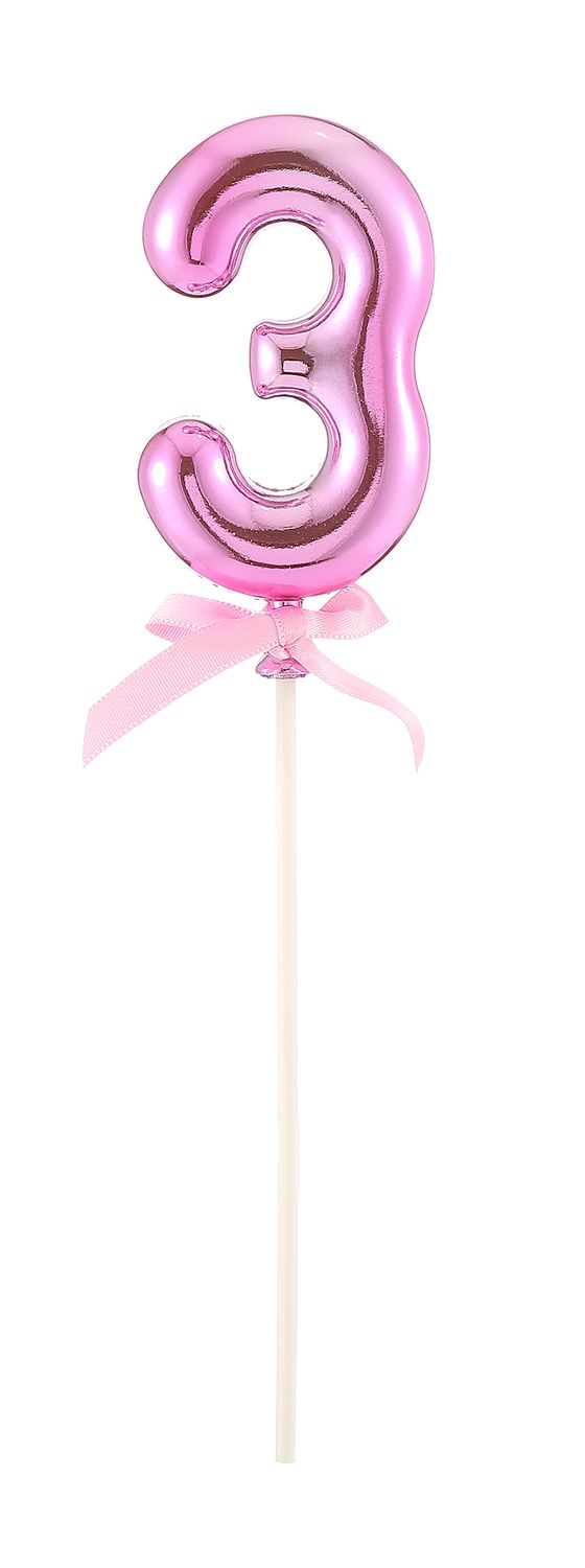 Topper für Kuchen Zahl 3 rosa