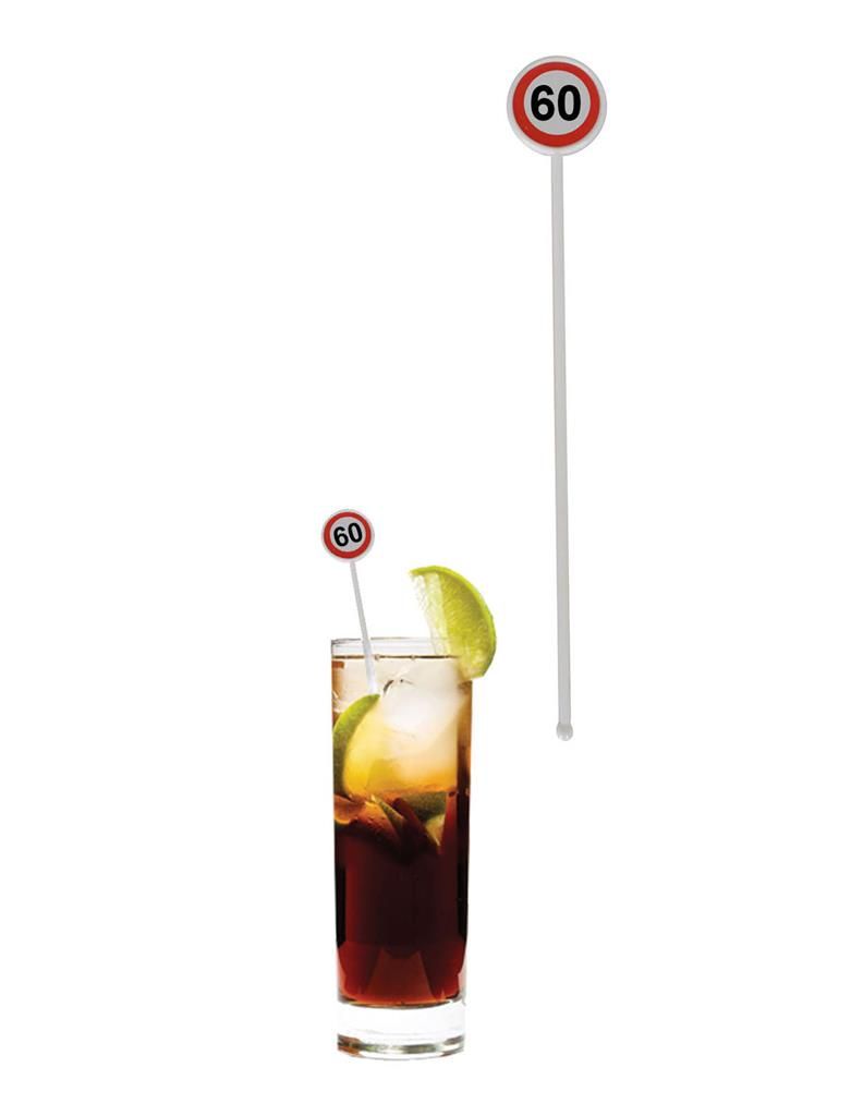 Cocktailroerstokjes 60de Verrjaardag 12 stuks