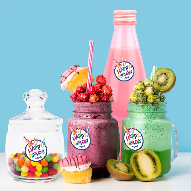 6 Aufkleber für Trinkglas Happy Birthday