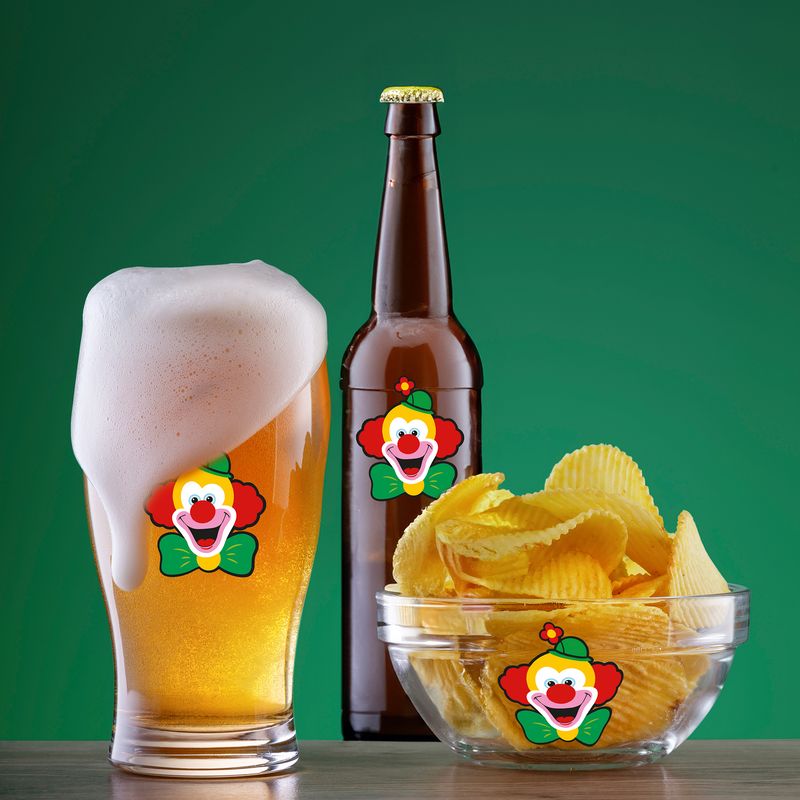 6 Aufkleber für Trinkglas clown
