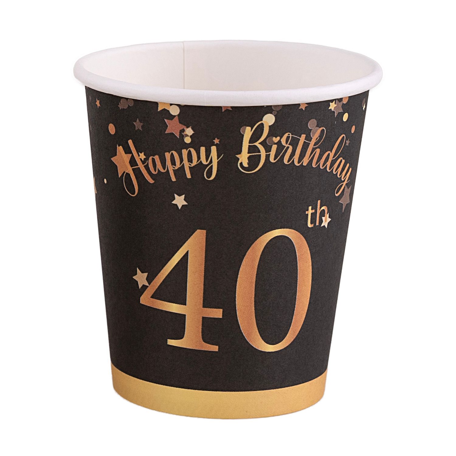 8 bekers Happy Birthday 40 jaar