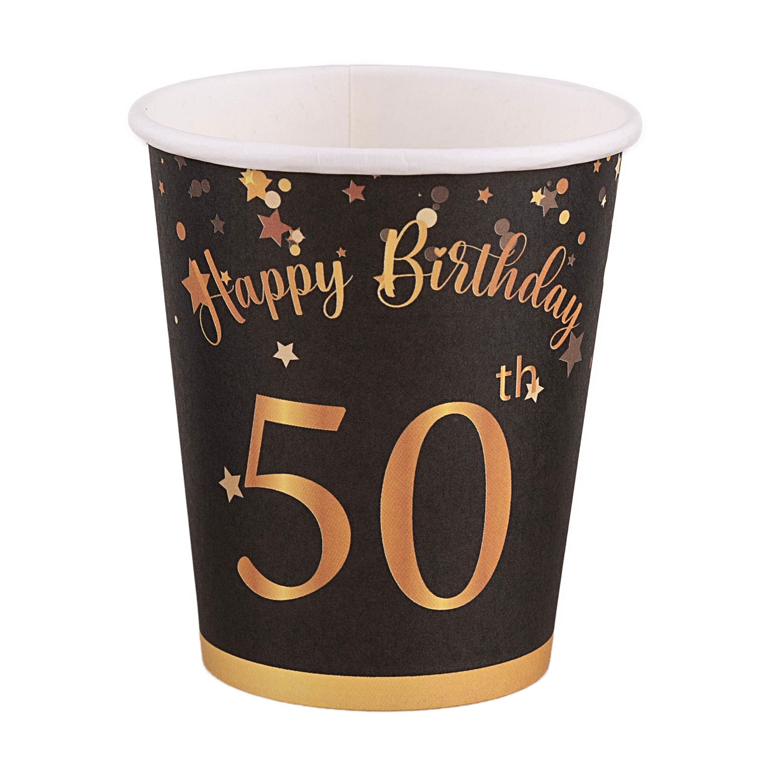 8 bekers Happy Birthday 50 jaar