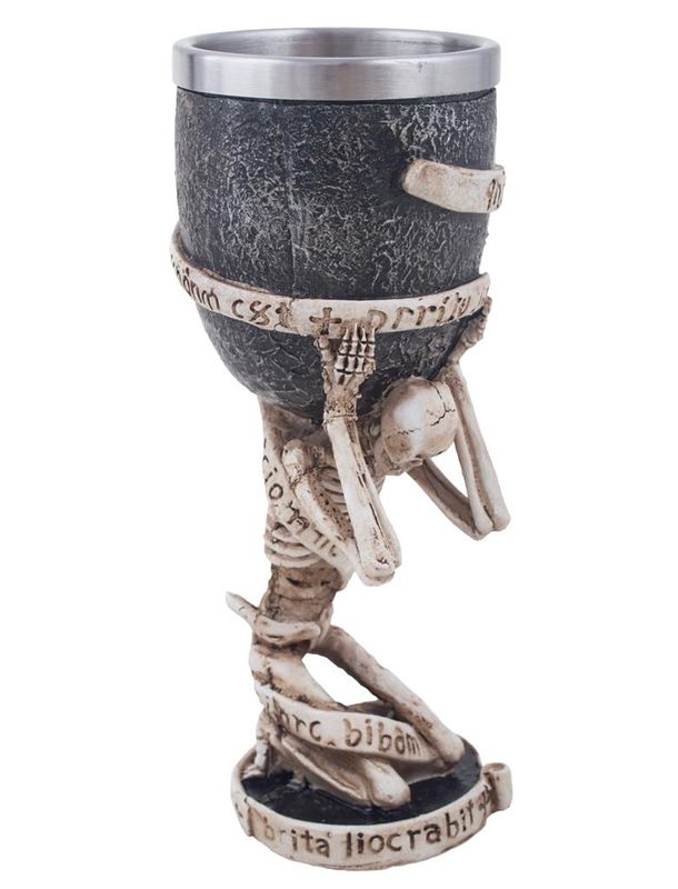Becher sitzendes Skelett