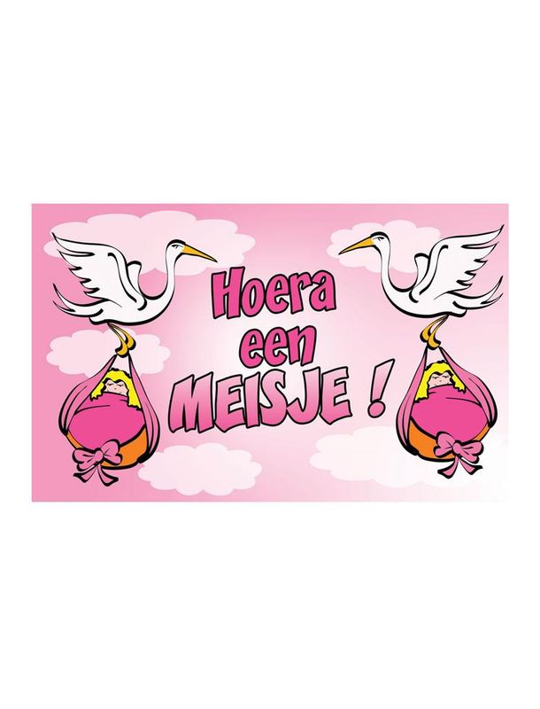 Flagge 150 x 90cm Hoera een meisje