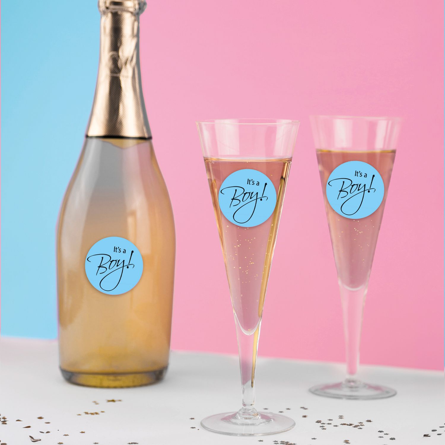 6 stickers voor drinkglas It's a Boy