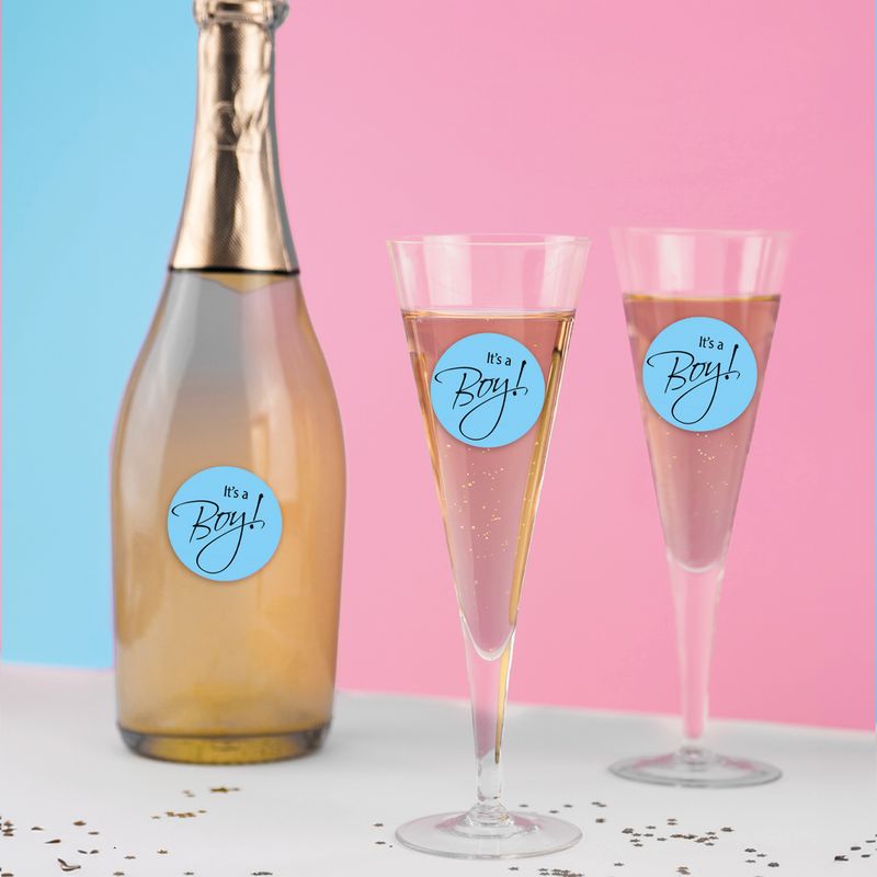 6 Aufkleber für Trinkglas It's a Boy